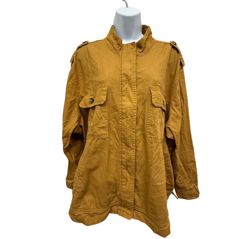 Maurices Mustard Yellow Cotton Full Zip Jacket Women's Plus SZ 4 28/30 moto